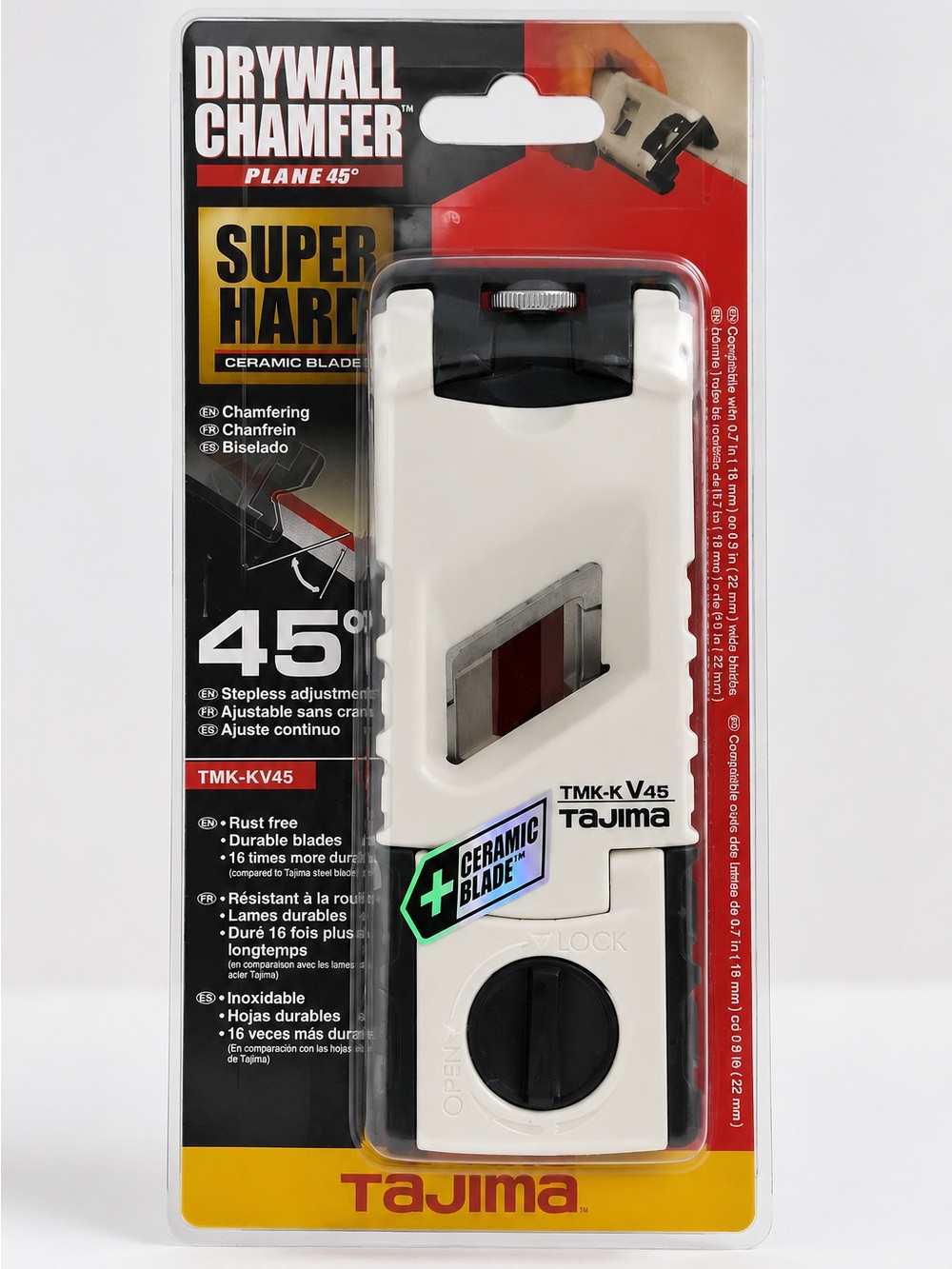 Tajima TMK-KV45 Drywall Chamfer Tool 45° Adjustable Ceramic Blade NIB